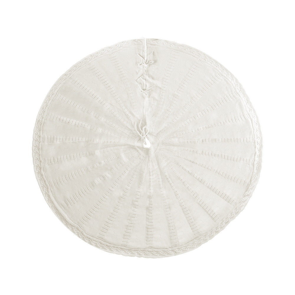 Jingle Jollys Christmas Tree Skirt 120cm Knitted Xmas Tree Ornaments Decor Beige
